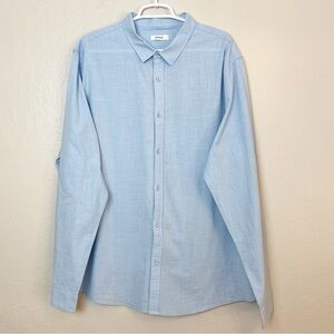 •APRAW•‎ Blue Cotton Linen Button Up Shirt Long Sleeves Regular Fit Size XXL